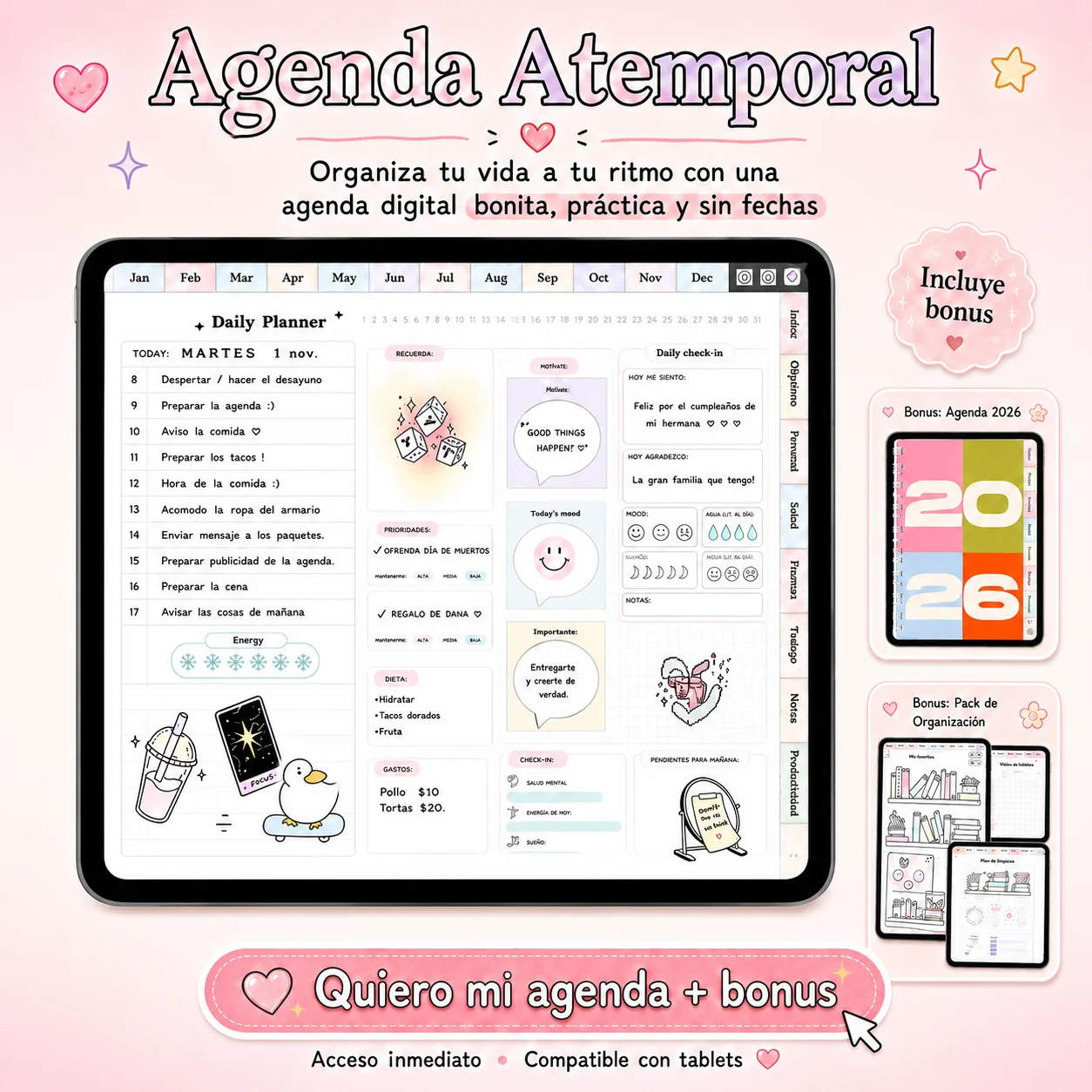 Megapack de Organización Definitiva — Agenda Atemporal